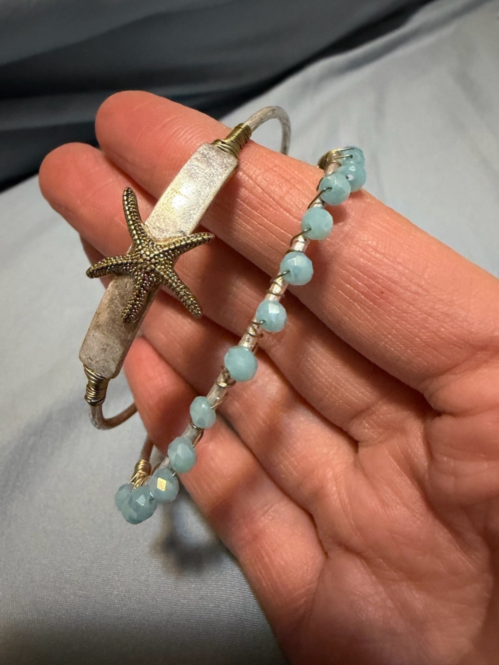 Sea Star Beaded Bracelet - Light Blue